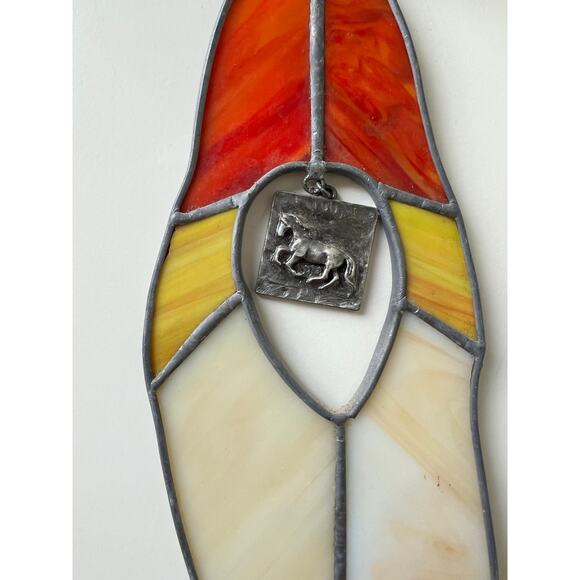 Stained Glass Feather Horse Charm Multicolored 10 inches - Picture 4 of 5
